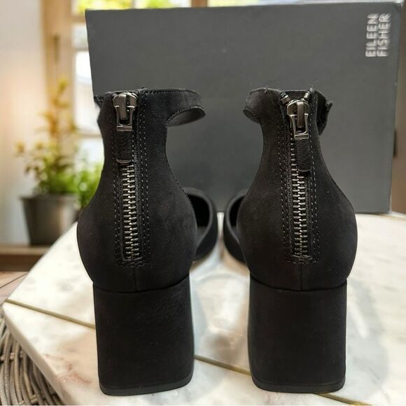 EILEEN FISHER Indi Tumbled Nubuck Pump Closed Toe Ankle Strap Size 8.5 - Picture 11 of 15